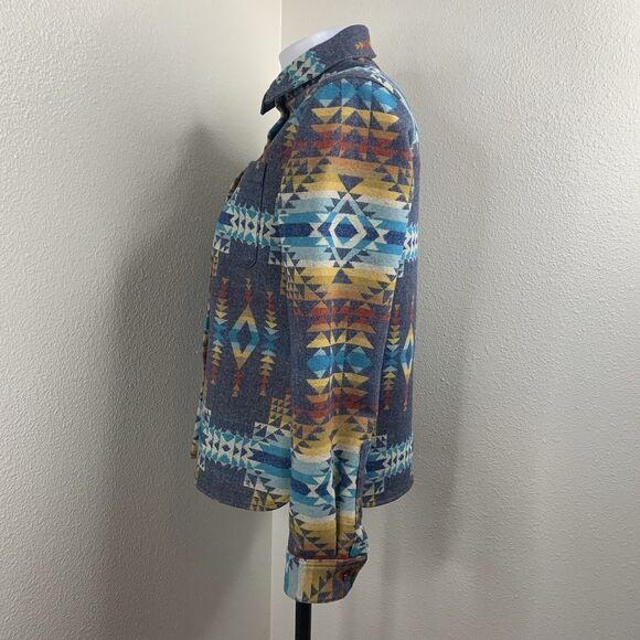 Pendleton Womens Jacquard Lodge Button L/S Shirt Sz S Colorful Aztec Virgin Wool - Picture 4 of 9